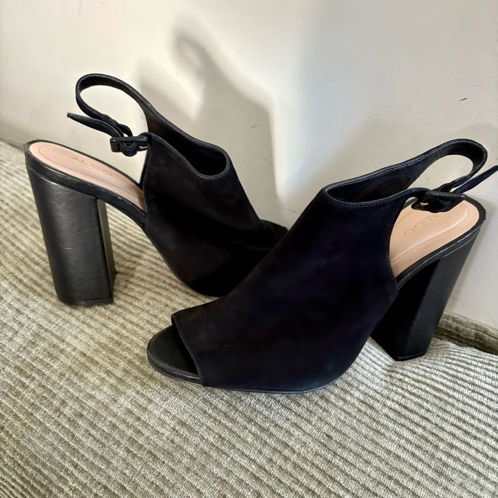 Aldo Women's Juliusa Slingback Mule Black Nubuck Size 8.5